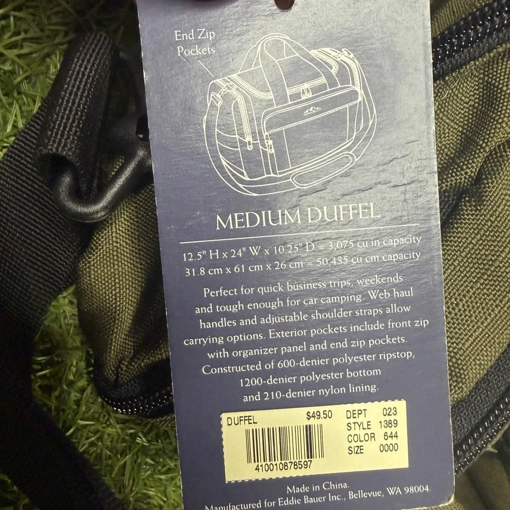 Eddie Bauer Expedition Medium Ripstop Duffel Bag Olive Green 1389 Travel Weekend